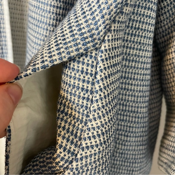 Maje blue open front duster jacket with fringe size 1 - Picture 10 of 14